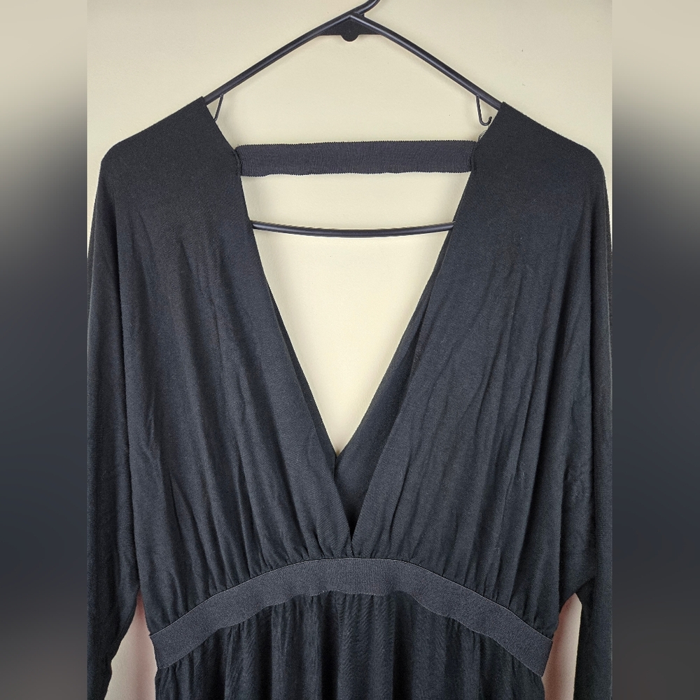 Silence + Noise Elegant Black V-Neck Long Sleeve Jumpsuit Size L - Picture 4 of 6